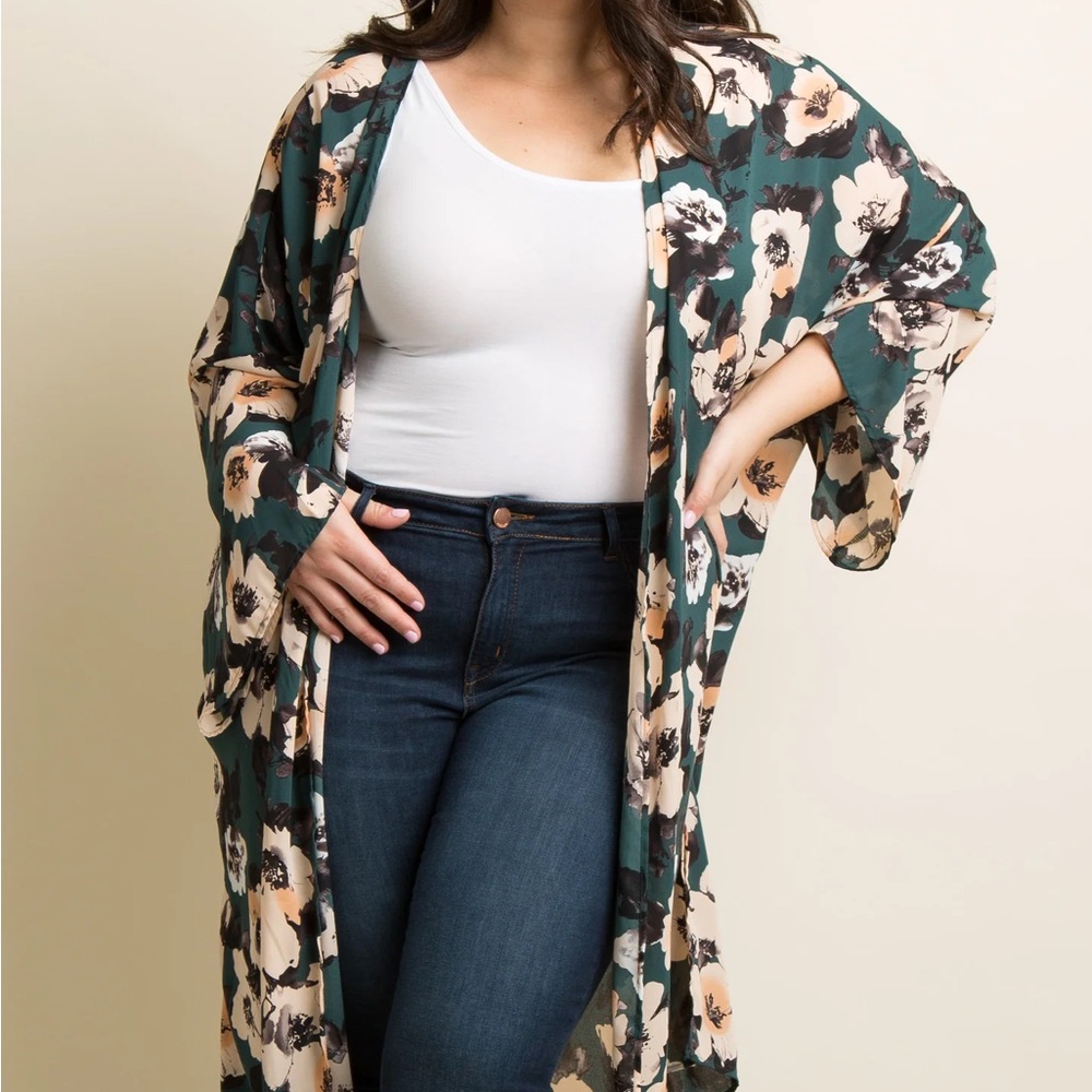 Pinkblush Floral Open-Front Cardigan